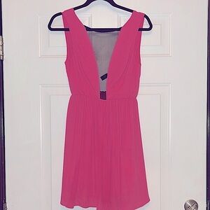 Moonlight Sleeveless A-Line Formal Dress S Pink/Black Open Back Lined